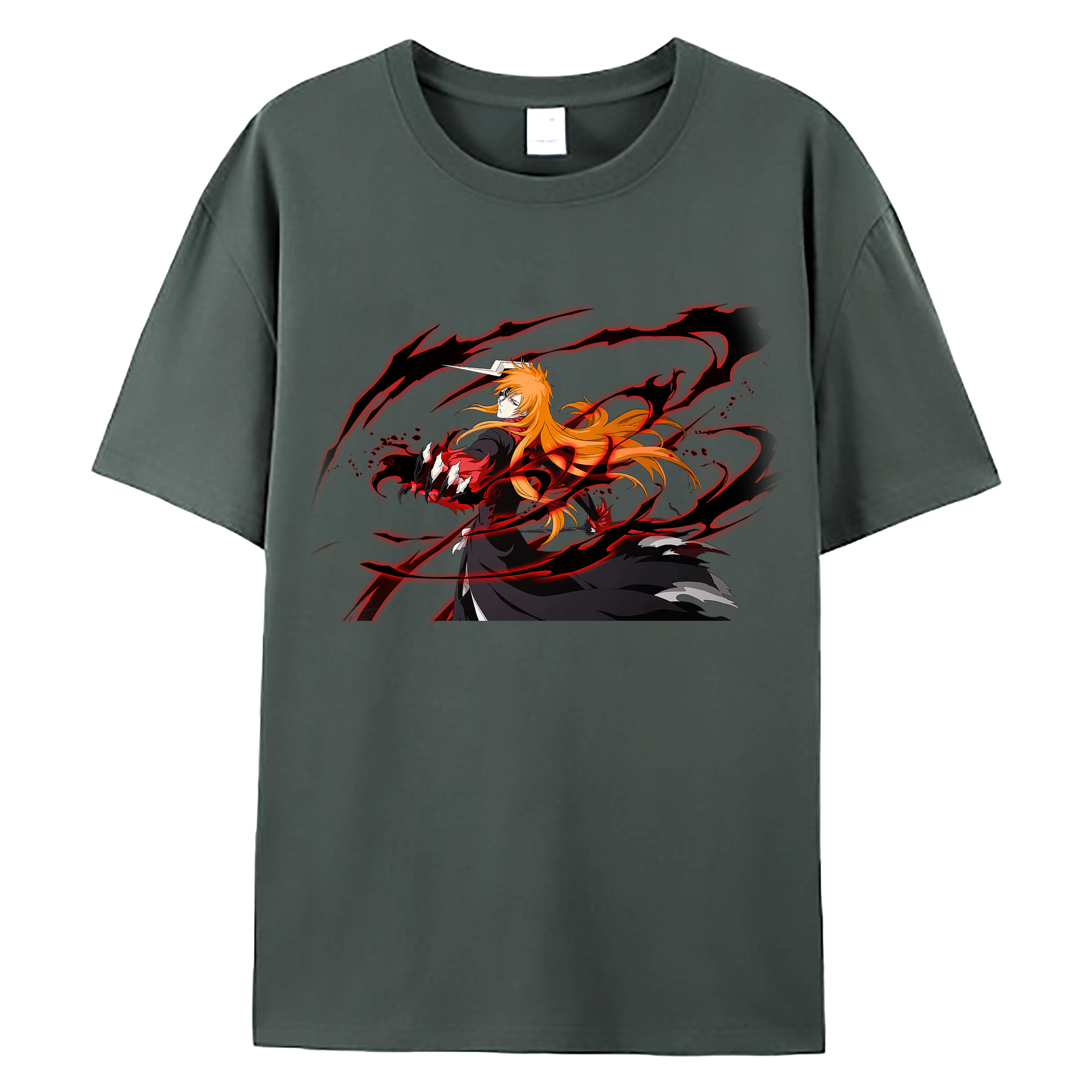 （画像用） ブリーチ 黒崎一護（くろさき いちご）BLEACH Kurosaki Ichigo 綿100％ メンズ半袖Tシャツ｜肌触りやわらか＆通気性